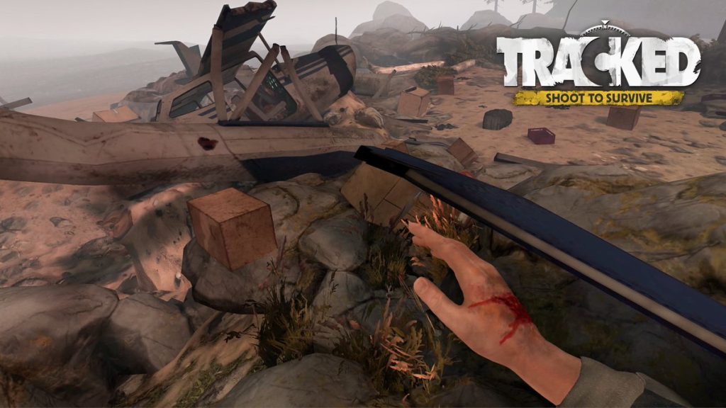 Player wearing Meta Quest 3 headset exploring snow-covered forest in VR survival game TRACKED: Shoot to Survive