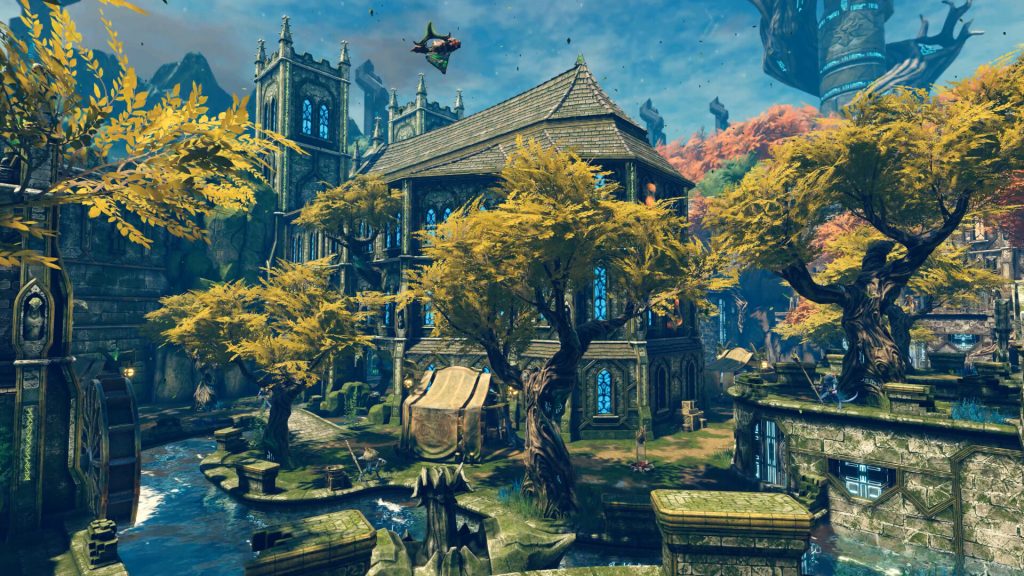 Person wearing a VR headset exploring a fantasy world