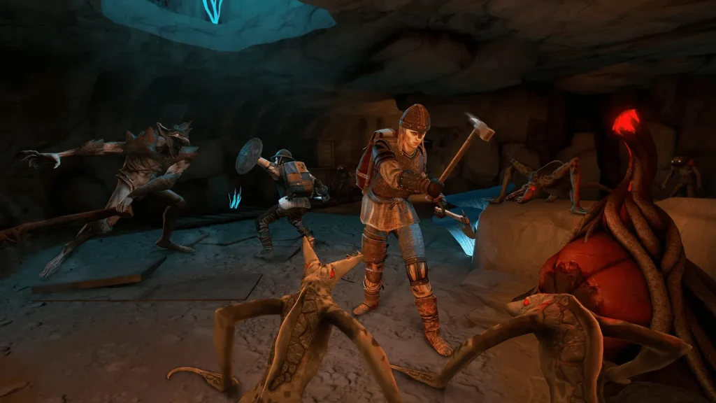 Multiplayer party exploring the Fallen Bastion in Reave VR