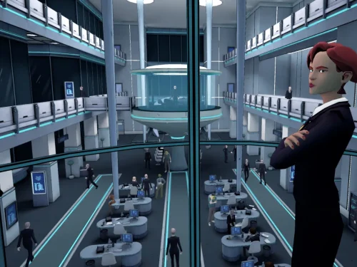 Two players in co-op mode battling aliens in Men in Black Most Wanted VR