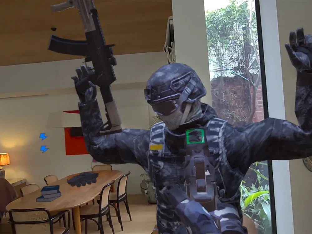 Stealth action sequence in Espire: MR Missions on Meta Quest 3 headset