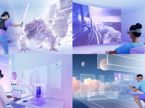 Illustration comparing first-party Meta VR headsets with potential third-party designs on a virtual display.